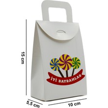 Repro Design 10 x 15 cm Beyaz 3 Adet Iyi Bayramlar Baskılı Boş Mendil, Şeker, Harçlık, Hediye Kutusu,