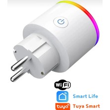 Fulltech Fsm-02 Tekli Rgb Işıklı Akım Korumalı Akıllı Wifi Priz Ses ve Uygulama Asistan Kontrol Priz Uyumlu