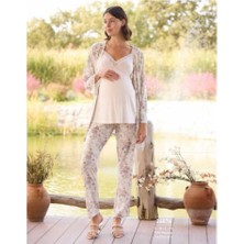 Monamise 24076 Çiçek Desenli  Hamile Lohusa 3 Lü Pijama Sabahlık Tk