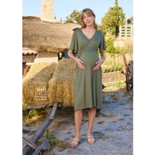 Monamise 24069 Yeşil Hamile Lohusa Kısa Kol Gecelik