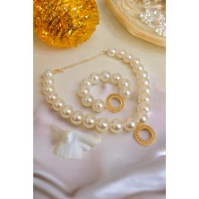 Minimalist Tasarım Incili Ceyrek Bileklik, Çeyrekli Set, Çeyrek Altın Bileklik, Çeyrekli Bileklik, Çeyrekli Kolye,