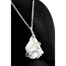 Tesbih Atölyesi Sertifikalı Ham Işlenmemiş Tel Sargılılı Havlit Taşı Kolye