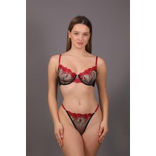 C&City Desteksiz Sütyen String Takım C12005 Siyah/Fuşya