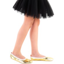 Kiko Kids Prom 7525  Kız Çocuk Pisi Pisi Balo Dans Gösteri Ayakkabısı Altın