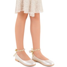 Kiko Kids Cilt Incilli Lastikli Kız Çocuk Babet Ayakkabı Arç 01 Bej