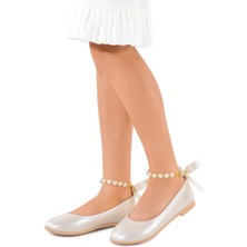 Kiko Kids Cilt Incilli Lastikli Kız Çocuk Babet Ayakkabı Arç 01 Bej