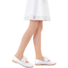 Kiko Kids Rugan Kız Çocuk Babet Ayakkabı Arç 02 Beyaz