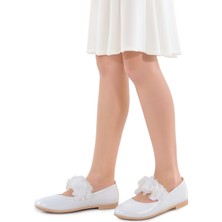 Kiko Kids Rugan Kız Çocuk Babet Ayakkabı Arç 02 Beyaz