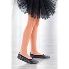 Kiko Kids Prom Kız Çocuk Siyah Pisi Pisi Balo Dans Gösteri Ayakkabısı Tekstil Tabanlı