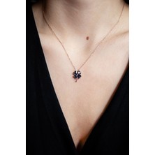 Sunshine 925 Ayar Rose Kaplamalı Kalp Kesim Mistik Topaz Taşlı Yonca Gümüş Kolye