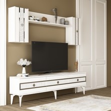 Cantek Dizayn Nova Tv Ünitesi Takımı Beyaz - Gümüş