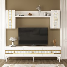 Cantek Dizayn Nova Tv Ünitesi Takımı Beyaz - Altın