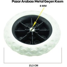 Nidage Beyaz Geçmeli Tak Çıkar Pazar Arabası Teker Bebek Arabası Tekerleği 15,5 cm 2 Adet 18 x 15