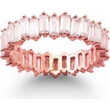 Sunshine 925 Ayar Rose Kaplamalı Beyaz Baget Taşlı Tam Tur Gümüş Yüzük