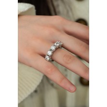 Sunshine Swarovski 5 Taşlı 925 Ayar Rodyum Kaplamalı Gümüş Yüzük