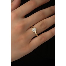 Sunshine Swarovski Zirconia Baget Taşlı Gümüş Gold Yüzük