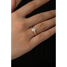 Sunshine Swarovski Zirconia Baget Taşlı Gümüş Rose Yüzük