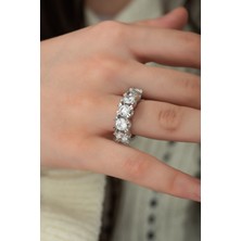 Sunshine Swarovski 5 Taşlı 925 Ayar Rodyum Kaplamalı Gümüş Yüzük