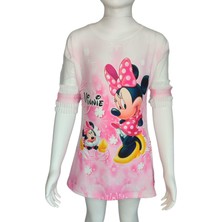 Urz Kids Kız Çocuk Minnie Mouse Baskılı Şapka Aksesuarlı Yazlık Tunik Elbise