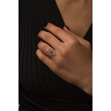 Sunshine 925 Ayar Rose Kaplamalı Mor Taşlı Elegant Tasarım Gümüş Yüzük
