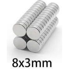 Dünya Magnet 25 Adet 8mm x 3mm Yuvarlak Güçlü Neodyum Mıknatıs Magnet