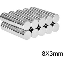 Dünya Magnet 25 Adet 8mm x 3mm Yuvarlak Güçlü Neodyum Mıknatıs Magnet