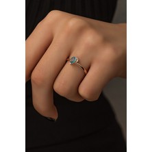 Sunshine 925 Ayar Rose Kaplamalı Aqua Damla Kesim Minimal Zarif Gümüş Yüzük