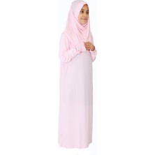 Zehranaz Namaz Elbisesi Toz Pembe Çocuk Fermuarsız Namaz Elbisesi 1