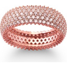 Sunshine 925 Ayar Rose Kaplamalı Beyaz Taşlı Tam Tur Gümüş Yüzük