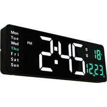 Nidage Plastik Kumandalı Duvara Monte Dijital Duvar Masa Saati Geri Sayım Sıcaklık Tarih Alarm Siyah Digit