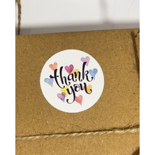 Butik Sosyetik Thank You Yazılı Yuvarlak Yapışkanlı Etiket 4x4 cm 106 Adet