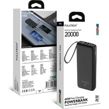 Fulltech Dijital LCD 65W Hızlı Şarjlı Powerbank 20000MAH Kapasiteli Type-C ve USB Fp5