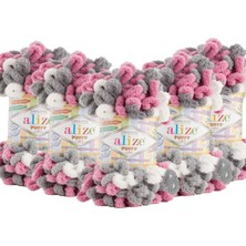Alize Puffy Color El Örgü Ipliği 5'li Paket - 6070 Gri Pembe - 100 Gr. 9 Mt. Parmak Örgü Ipi