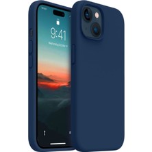 HappyCase Apple Iphone 15 Plus Kılıf Kadife Lansman Soft Yumuşak  Silikon Kamera Korumalı Kapak Lacivert