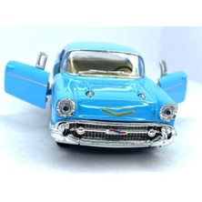 Kinsmart 1957 Chevrolet Bel Air Çek Bırak 5 Inch Lisanslı Model Araba, Oyuncak Araba 1:40 Mavi