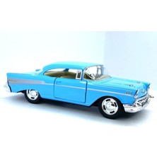 Kinsmart 1957 Chevrolet Bel Air Çek Bırak 5 Inch Lisanslı Model Araba, Oyuncak Araba 1:40 Mavi