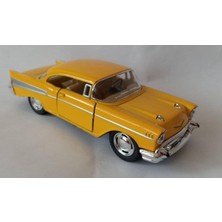 Kinsmart 1957 Chevrolet Bel Air Çek Bırak 5inch. Lisanslı Model Araba, Oyuncak Araba 1:40 Sarı