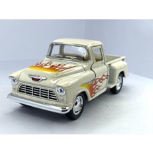 Kinsmart 1955 Chevy Stepside Pick-Up (Alev Desenli)-Çek Bırak 5inch. Lisanslı Model Araba, Oyuncak