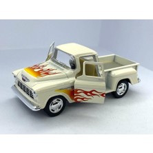 Kinsmart 1955 Chevy Stepside Pick-Up (Alev Desenli)-Çek Bırak 5inch. Lisanslı Model Araba, Oyuncak