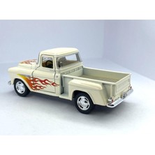 Kinsmart 1955 Chevy Stepside Pick-Up (Alev Desenli)-Çek Bırak 5inch. Lisanslı Model Araba, Oyuncak