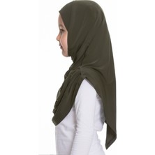 Hürrem Bone Haki Pratik Hazır Geçmeli Çocuk Tesettür Bone Sandy Kumaş Kendinden Boneli 78_09