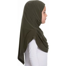 Hürrem Bone Haki Pratik Hazır Geçmeli Çocuk Tesettür Bone Sandy Kumaş Kendinden Boneli 78_09