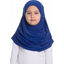 Hürrem Bone Saks Mavisi Pratik Hazır Geçmeli Çocuk Tesettür Bone Sandy Kumaş Kendinden Boneli 78_24
