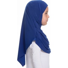 Hürrem Bone Saks Mavisi Pratik Hazır Geçmeli Çocuk Tesettür Bone Sandy Kumaş Kendinden Boneli 78_24