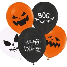 Balonevi Halloween Cadılar Bayramı Baskılı Balon 8 Adet Canlı Renkler ve Eğlenceli Tasarımlar