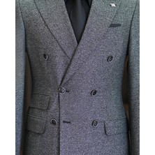 Terzi Adem Altun İtalyan stil slim fit erkek kruvaze ceket pantolon takım elbise siyah T11557