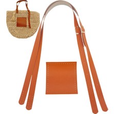 Angel Çanta Aksesuar Suni Deri Cepli Ayarlanabilir Çift Saplı Çanta Seti Turuncu Light Gold Metalli