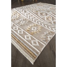 Krem Renkli Altı Kaymaz Makine Dokuma Halı - B991X