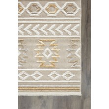 Krem Renkli Altı Kaymaz Makine Dokuma Halı - B991X
