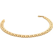 Altınöz Mücevherat Çift Sıra Halka Arası Dikey Oval Halka Geçişili Şık Yeşil Altın Bileklik